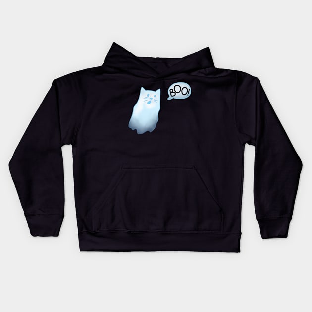 Ghost Cat Kids Hoodie by Doodlecats 